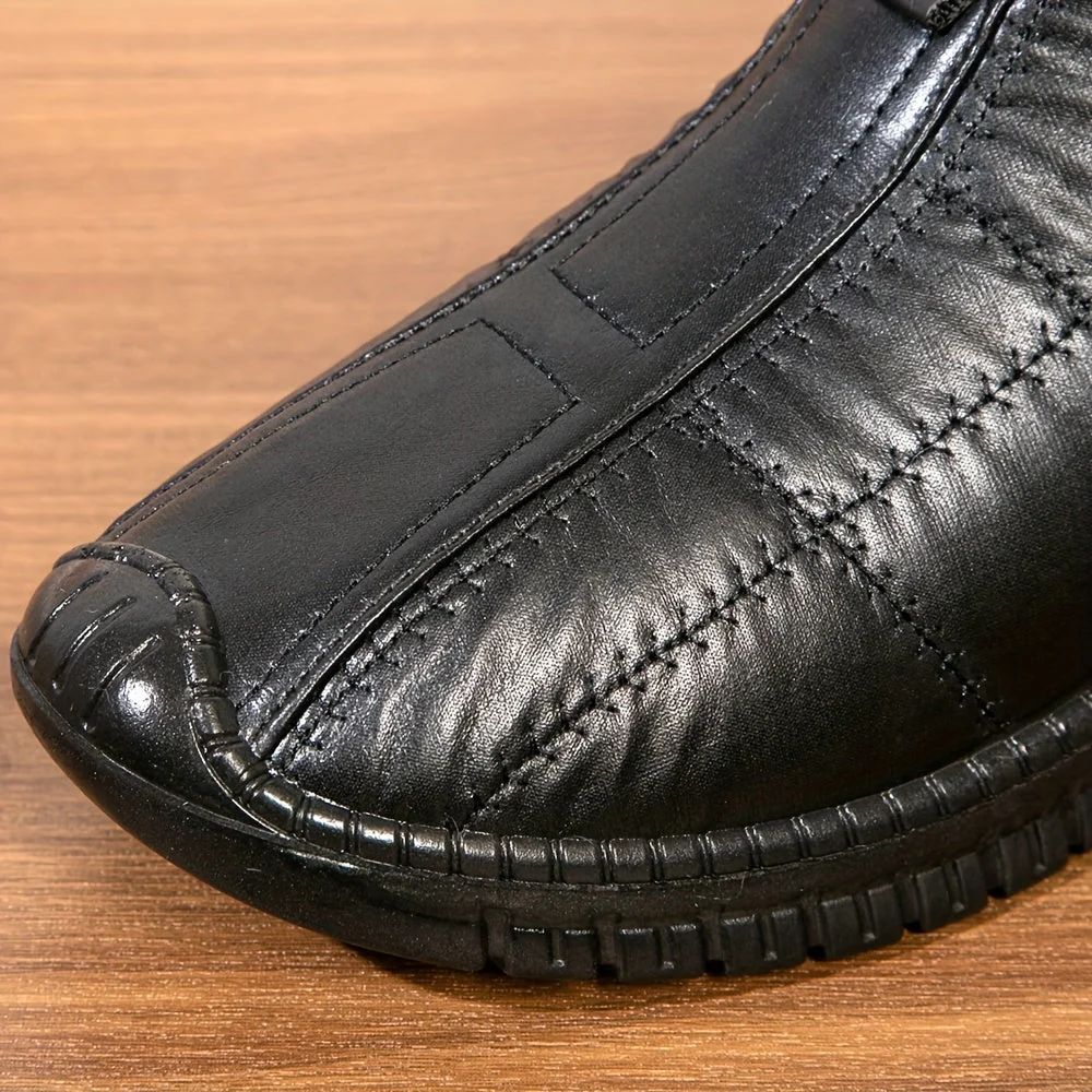 Chaussons Homme Doublés Chaussures Simples à Enfiler Hiver Noir - Imagen 5