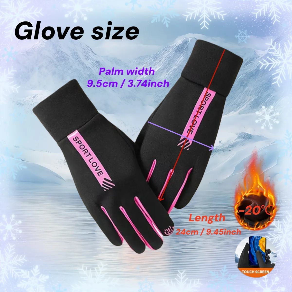 Gants chauds tactiles noirs et gris pour l'hiver, coupe-vent - Imagen 5