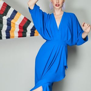 Vestido midi pico tablas frunce