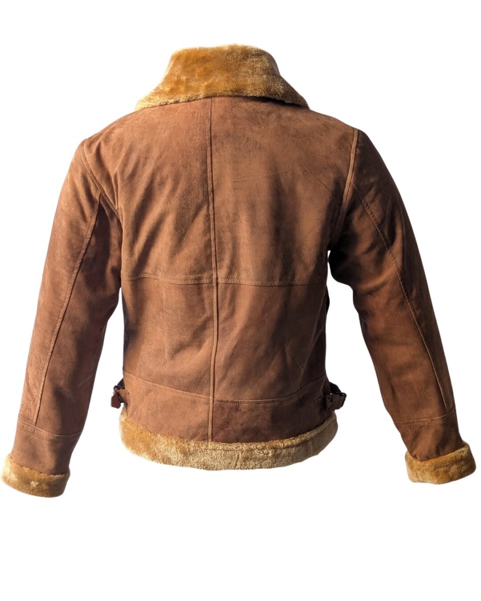 Chaqueta de aviador de gamuza auténtica para hombre - Imagen 3