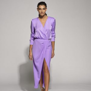 Vestido midi satén cruzado