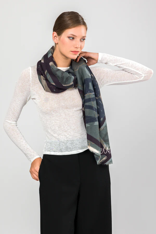 Pashmina Azul Estampada 41470-101 - Imagen 3