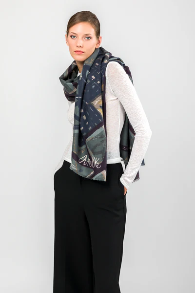 Pashmina Azul Estampada 41470-101 - Imagen 2