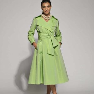 Vestido tafeta cruzado lazo