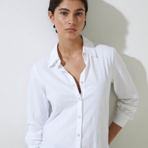 Camisa 100% algodón manga larga blanco YERSE