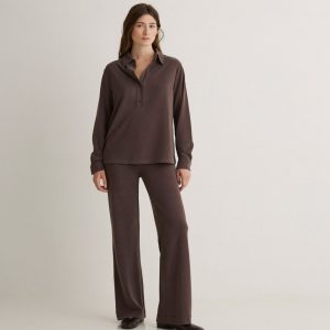 Pantalones anchos fluido marrón YERSE