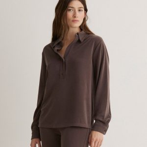 Camisa punto cuello polo chocolate YERSE