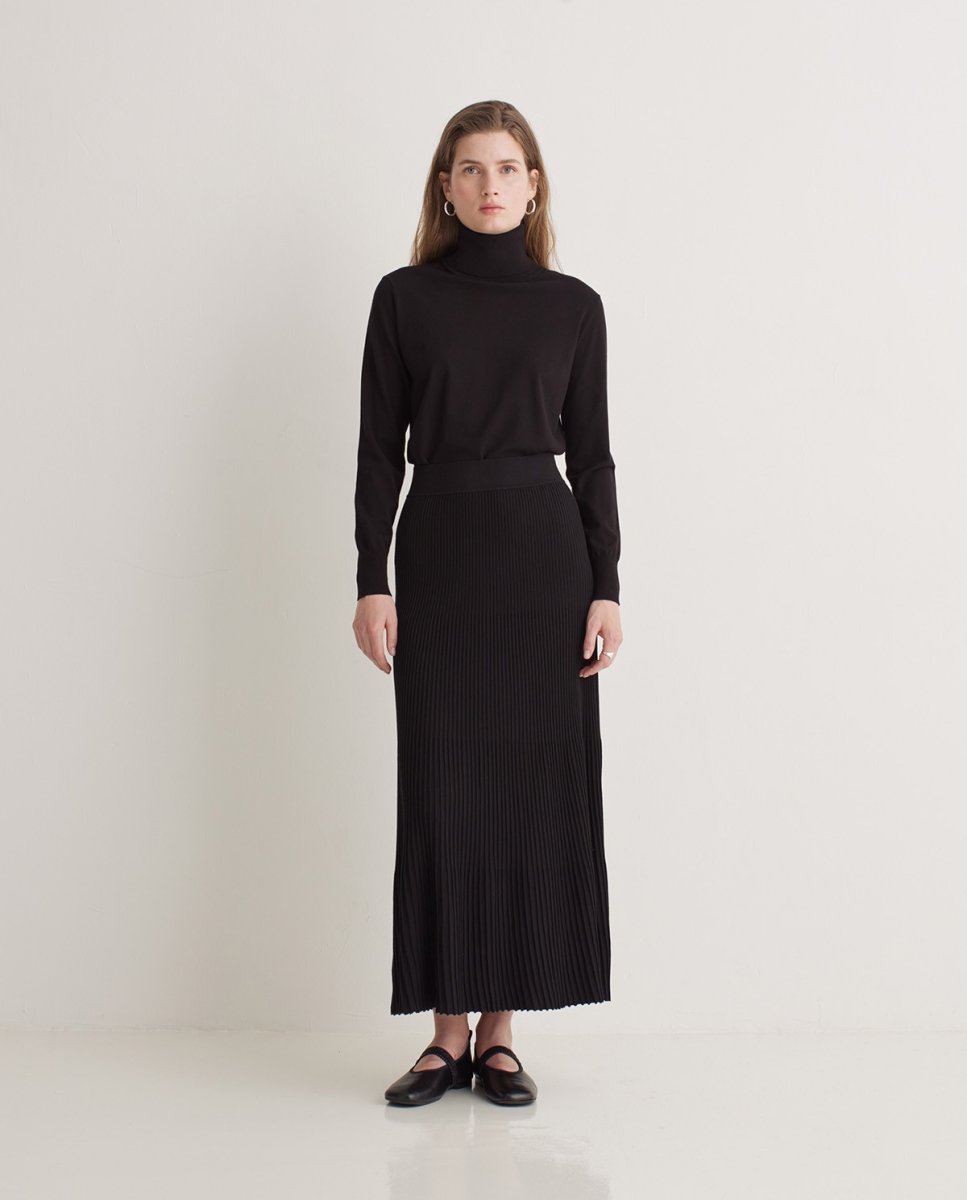 Falda midi plisada negro mujer YERSE - Imagen 2