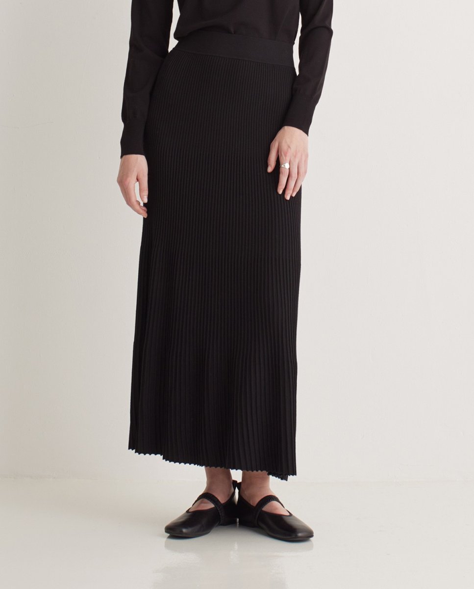 Falda midi plisada negro mujer YERSE - Imagen 4