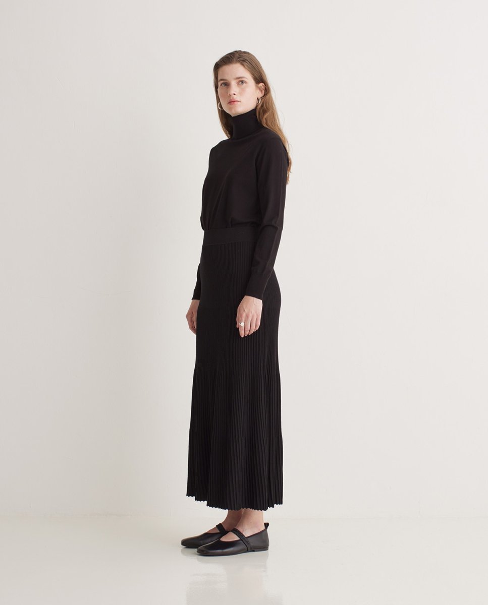 Falda midi plisada negro mujer YERSE - Imagen 5