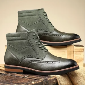 Bottes Chukka homme brogues bicolores à lacets style habillé