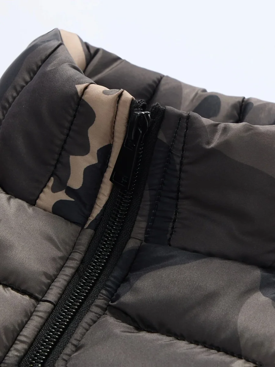 Doudoune sans manches homme matelassée motif camouflage vert militaire - Imagen 9