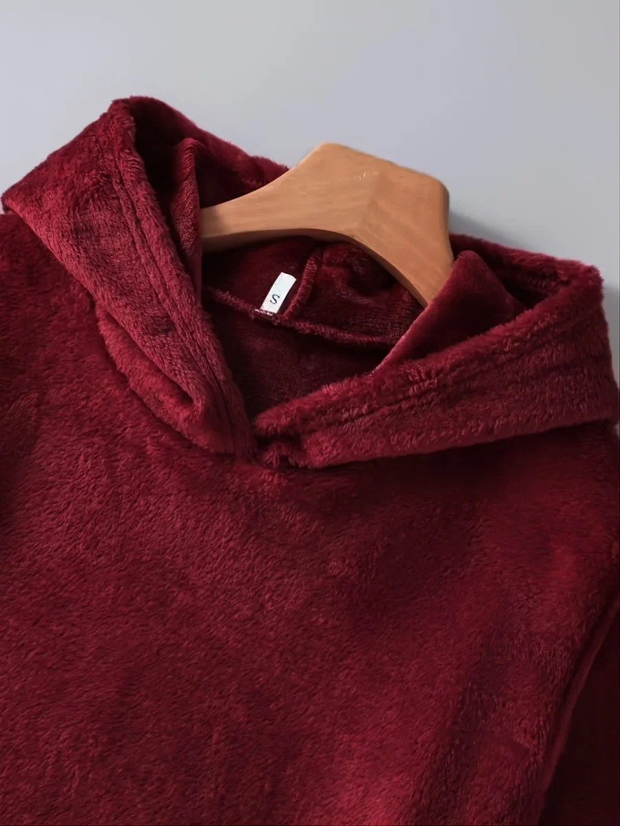Pull à Capuche Teddy Femme Motif Chat "Fluff You" Rouge Bordeaux avec Oreilles - Imagen 6