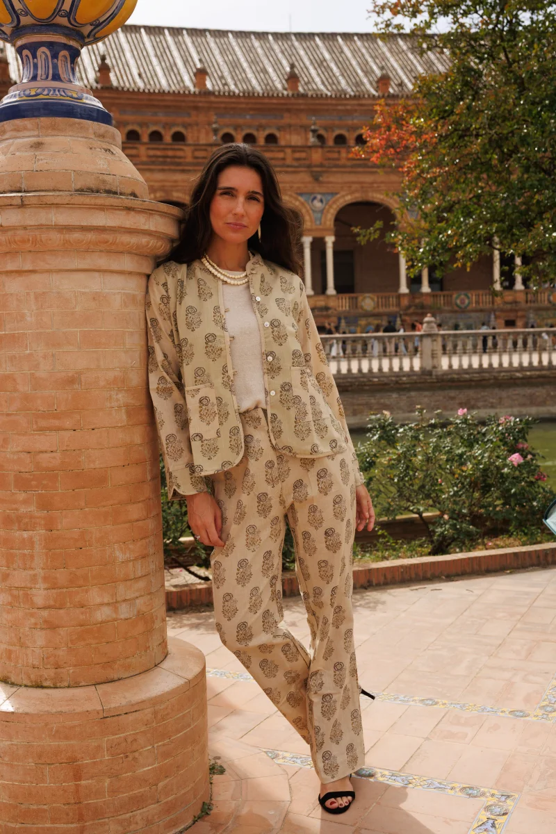 CHAQUETA ESTAMPADA BERENJENA Y OCRE - Imagen 6