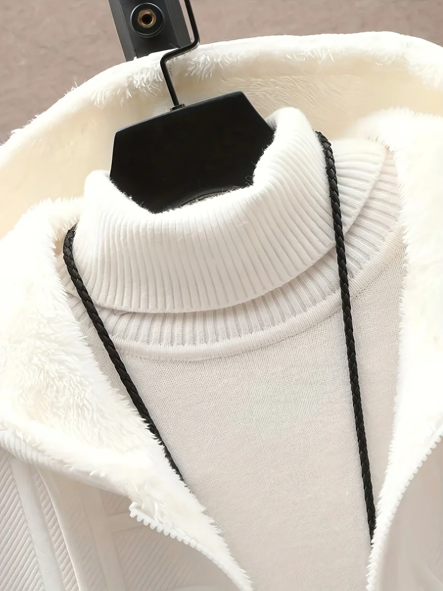 Veste à capuche doublée polaire Homme Noir motif texturé zippée - Imagen 8