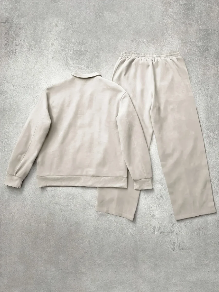 Ensemble de Survetement Homme Zip Complet à Rayures Contrastantes et Emblème Brodé - Imagen 7