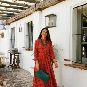VESTIDO FLORES NARANJA