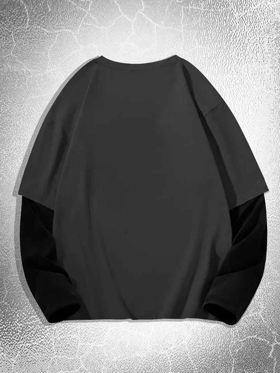 T-shirt Homme Manches Longues Bicolore Imprimé Dragon Épée - Imagen 7