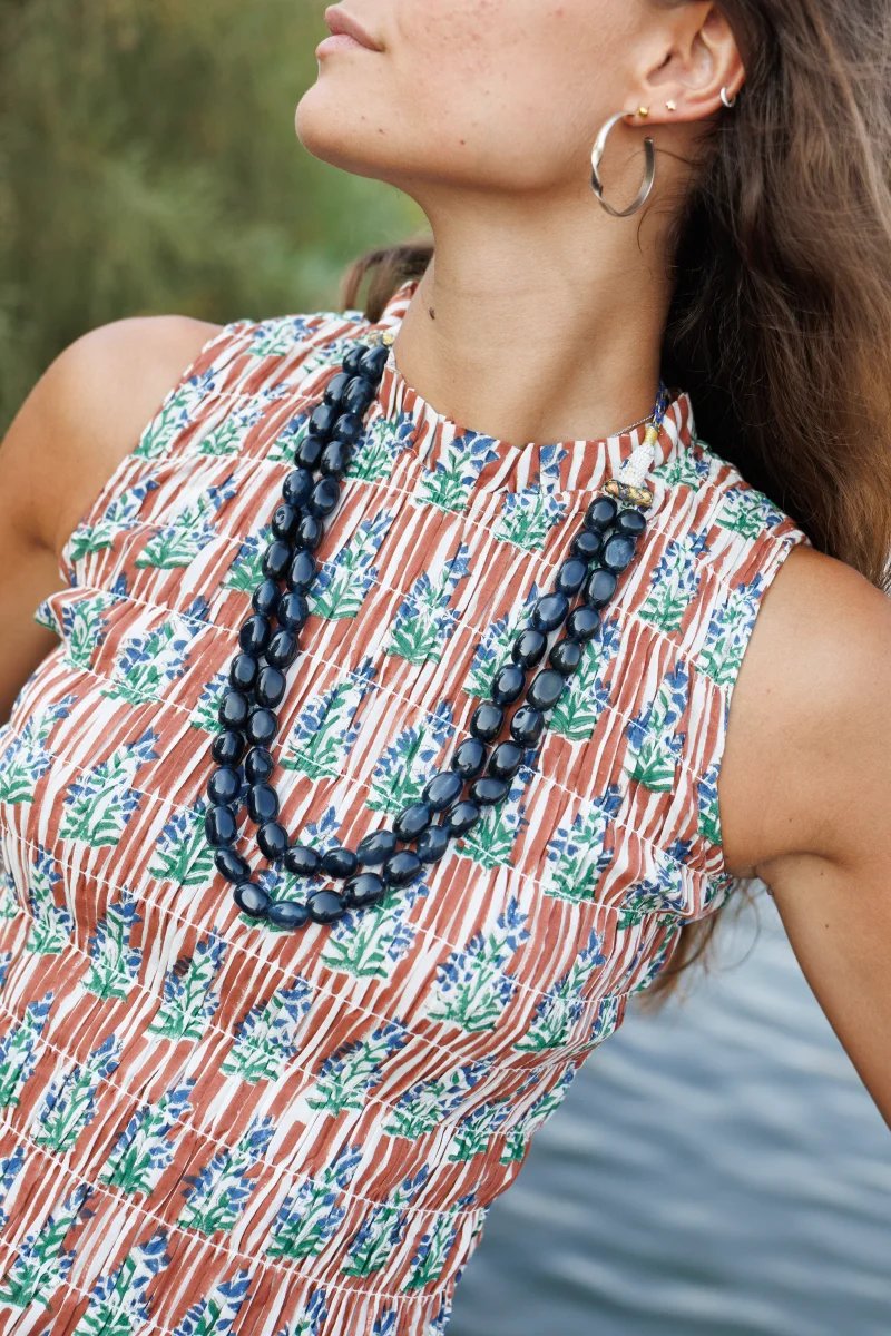 Collar Piedras Grandes Azul Grisáceo - Imagen 3