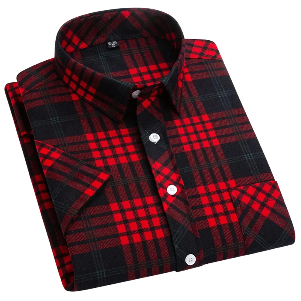 Camisa de algodón de manga corta a cuadros - Imagen 5