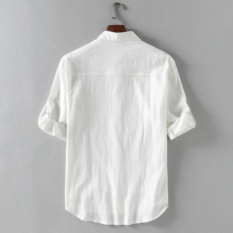 Camisa de lino de manga corta para hombre - Imagen 5
