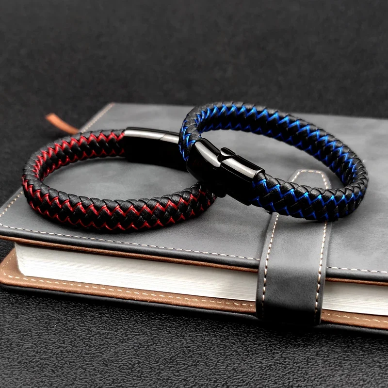 Pulsera trenzada de cuero para hombre - Imagen 8