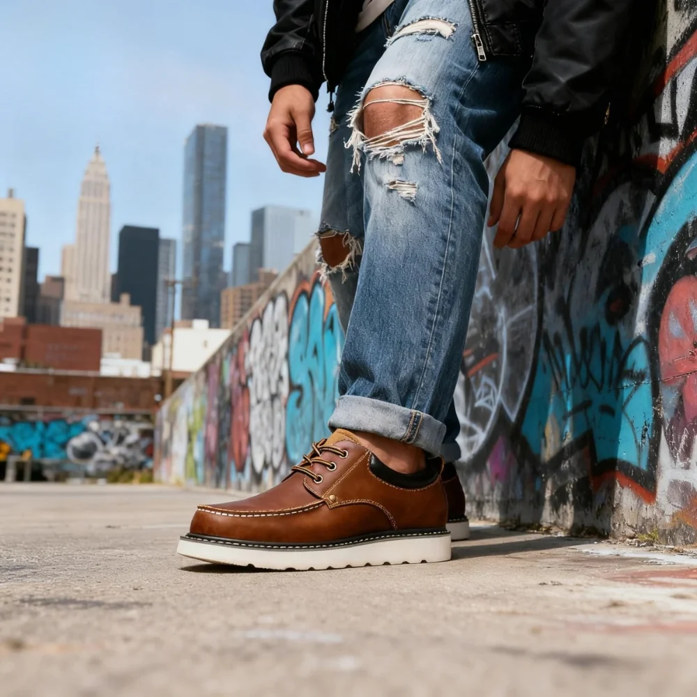 Zapatos de cuero de estilo retro y desenfadado - Imagen 6