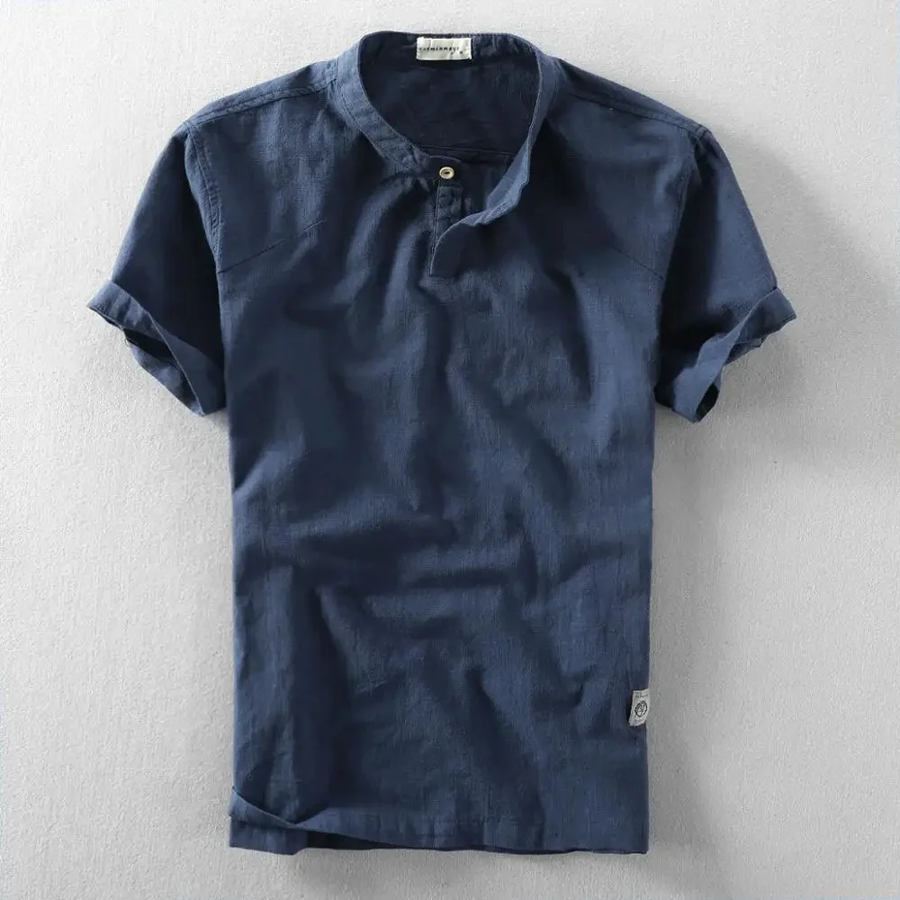 Elegante camisa de verano de algodón y lino - Imagen 4