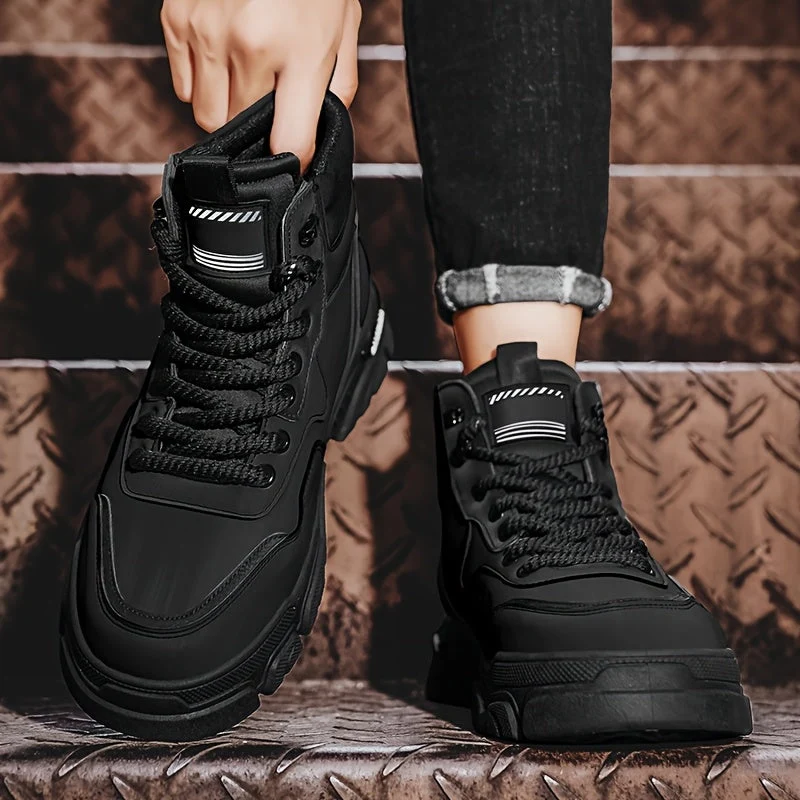 Bottes montantes pour homme, style décontracté, couleur unie - Imagen 8