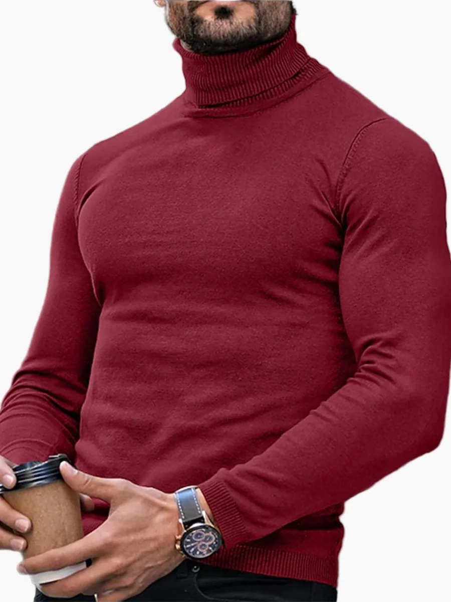 Pull col roulé homme style moderne élégant casual pour automne et hiver - Imagen 3