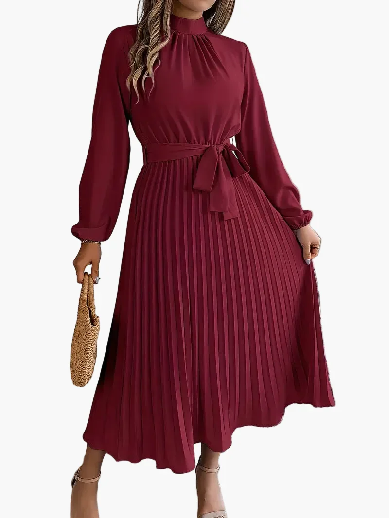 Robe mi-longue élégante à plis pour femme – Style chic et polyvalent pour occasions spéciales - Imagen 6