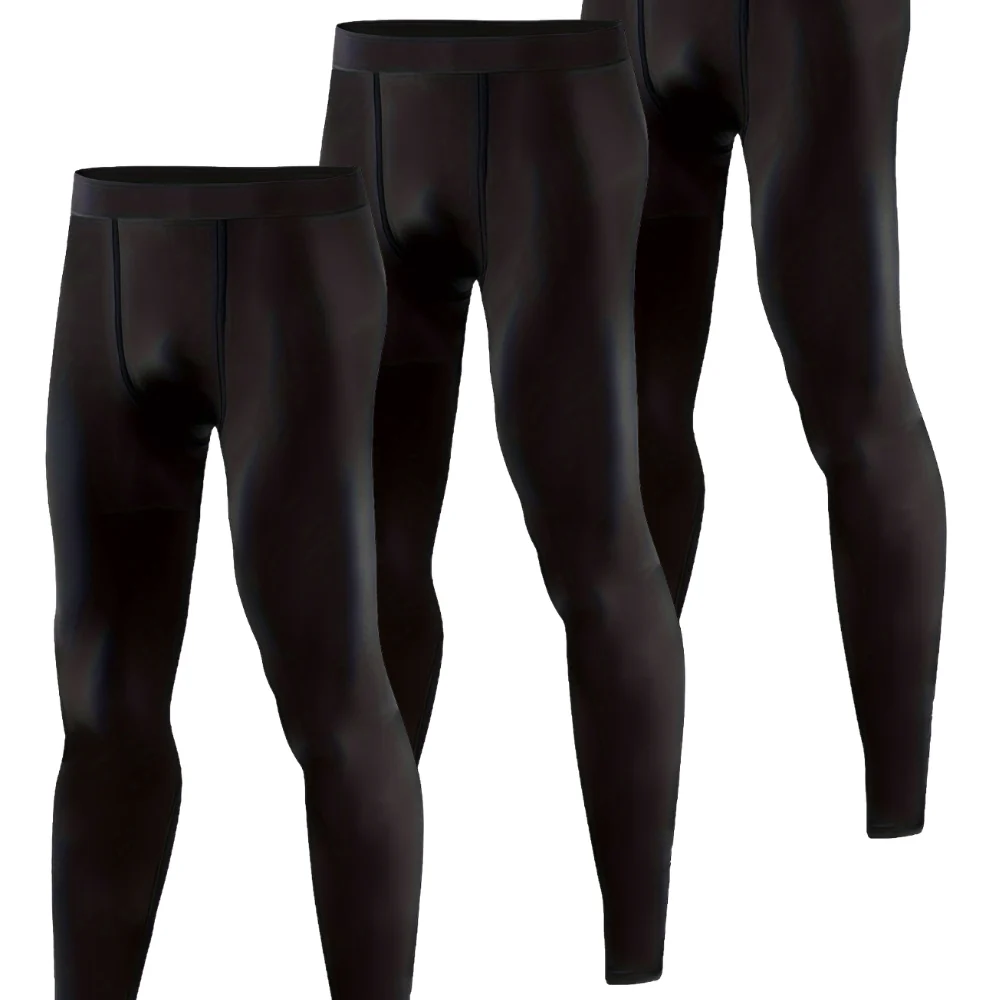 Lot de 3 Pantalons de Compression Homme Noirs Doublés Thermiques - Imagen 8