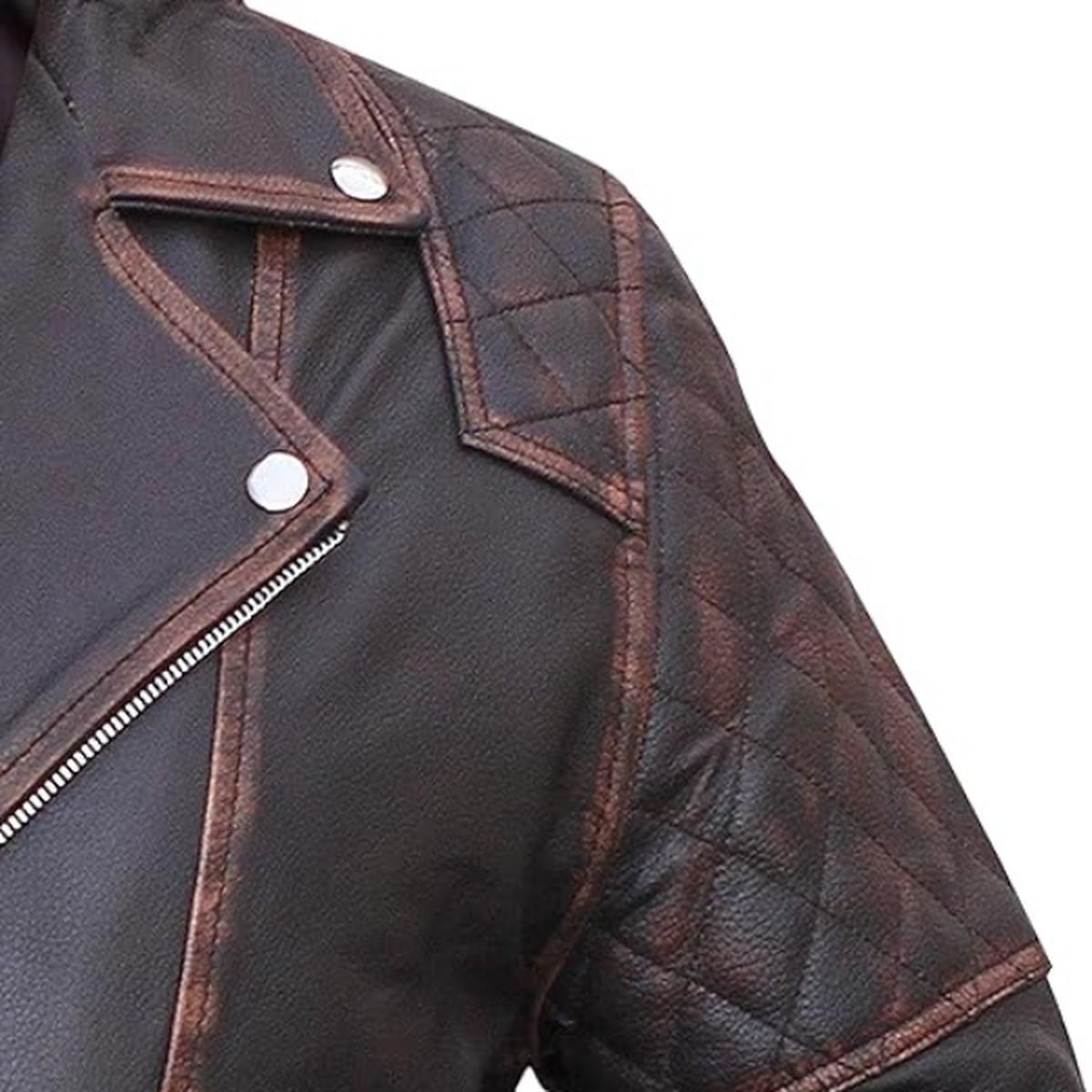 Chaqueta de cuero genuino para hombre, estilo motero clásico vintage. - Imagen 7