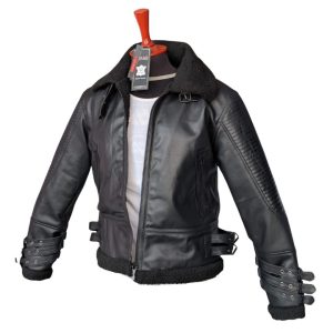 Chaqueta de aviador B3 en piel de oveja negra.