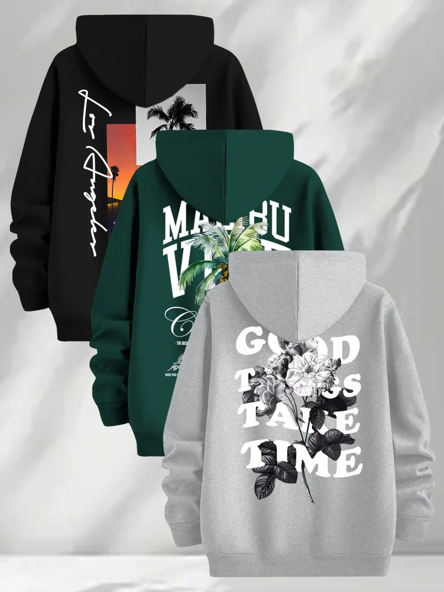 Lot de 3 Hoodies à Capuche Imprimés pour Homme Multicolore Décontracté - Imagen 7