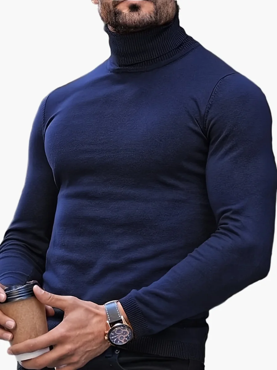 Pull col roulé homme style moderne élégant casual pour automne et hiver - Imagen 6
