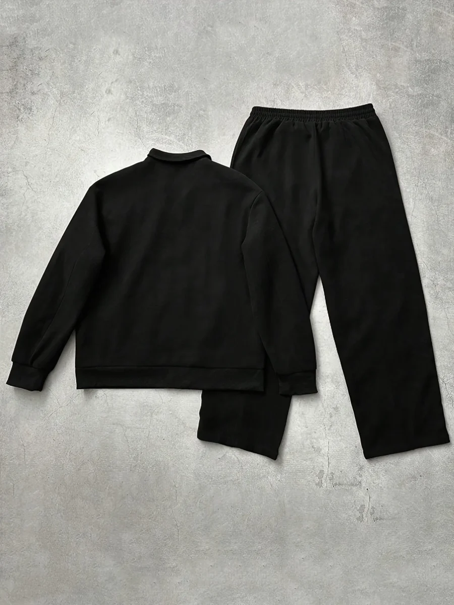 Ensemble de Survetement Homme Zip Complet à Rayures Contrastantes et Emblème Brodé - Imagen 8