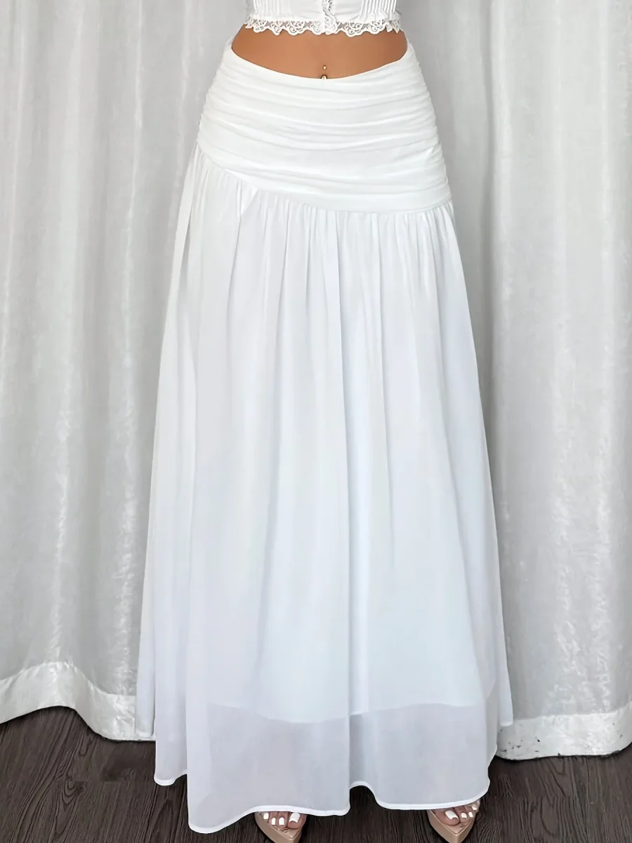 Jupe longue de plage drapée style bohème pour femme – Élégante et fluide, idéale vacances et soirées d'été - Imagen 6
