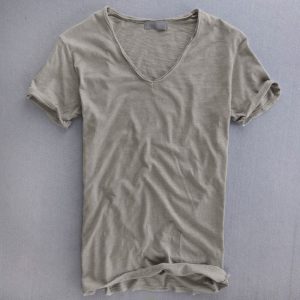 T-shirt homme col V style décontracté tendance – Idéal pour toutes occasions