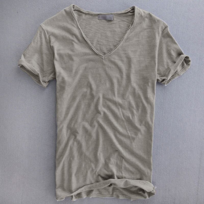 T-shirt homme col V style décontracté tendance – Idéal pour toutes occasions