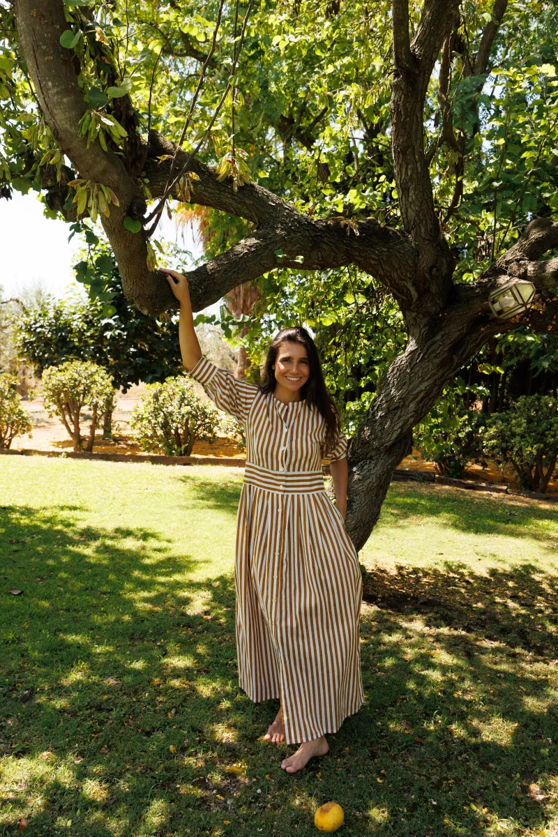 VESTIDO RAYAS OCRE - Imagen 3