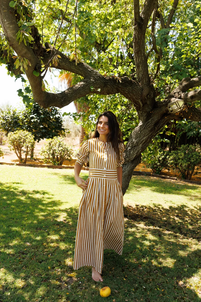 VESTIDO RAYAS OCRE - Imagen 5