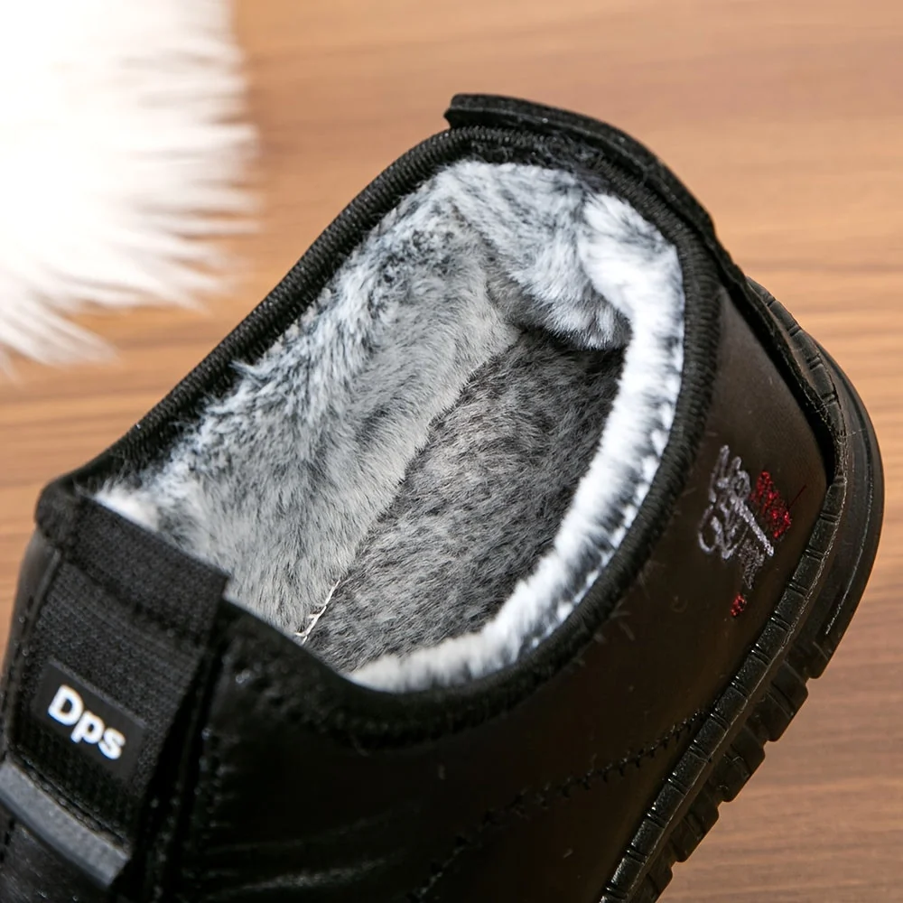 Chaussons Homme Doublés Chaussures Simples à Enfiler Hiver Noir - Imagen 6