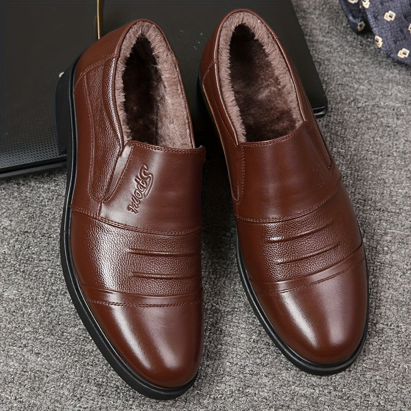 Mocassins Homme Doublés Hiver Noirs avec Semelle Noire et Détails Texturés - Imagen 4