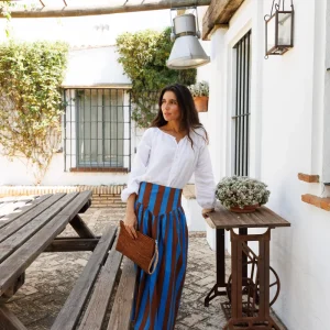 FALDA RAYAS MARRÓN Y AZUL
