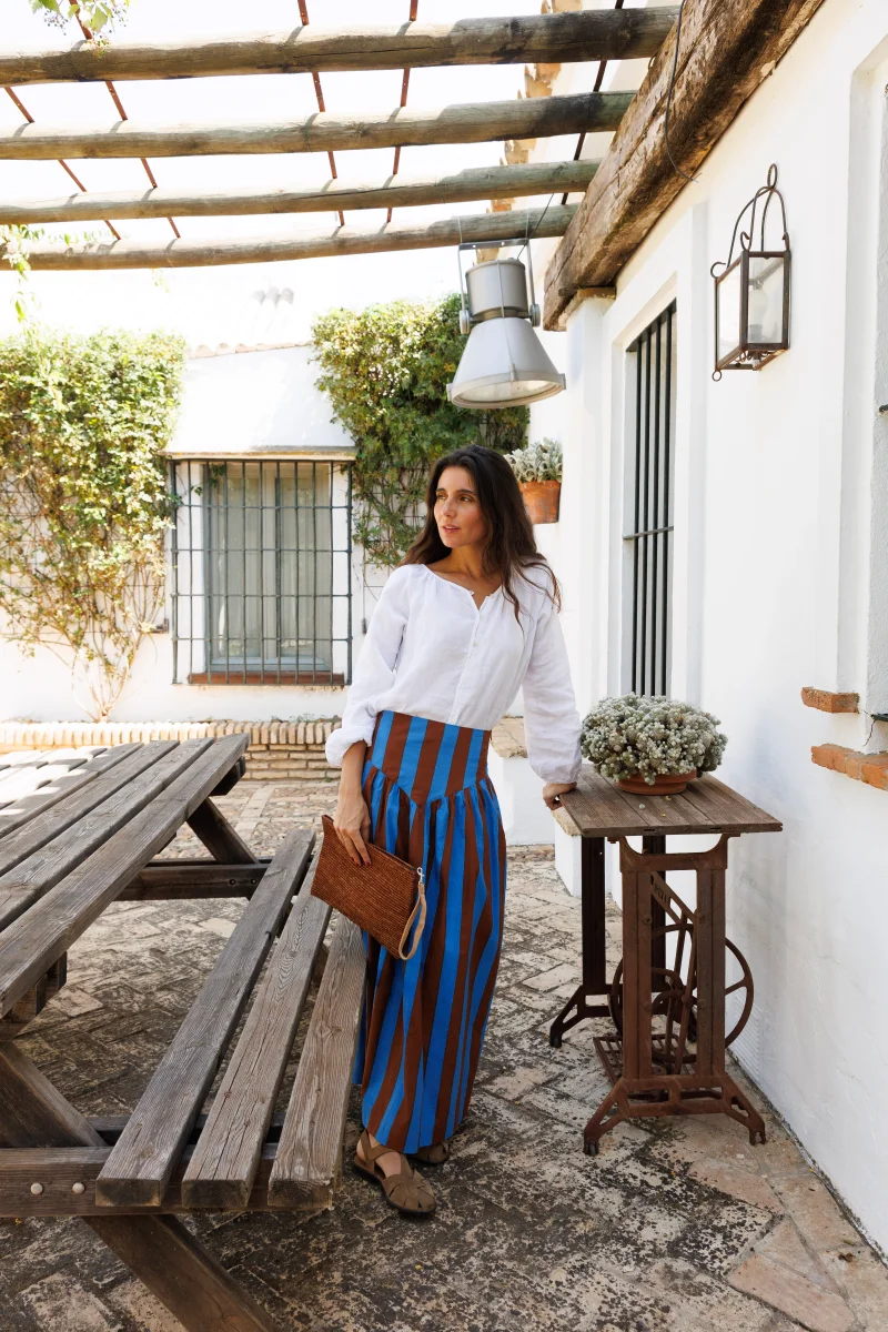 FALDA RAYAS MARRÓN Y AZUL - Imagen 2