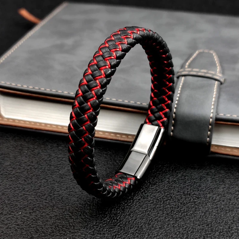 Pulsera trenzada de cuero para hombre - Imagen 5