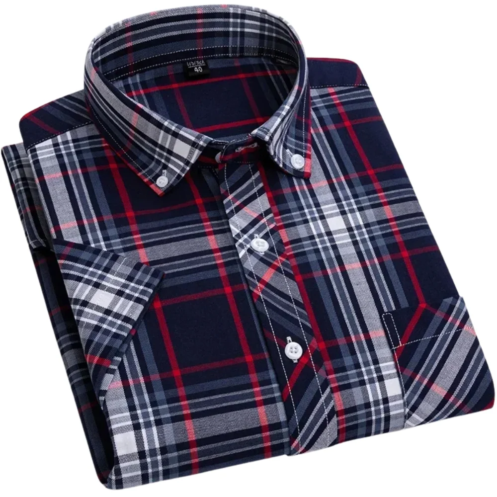 Camisa de algodón de manga corta a cuadros - Imagen 6