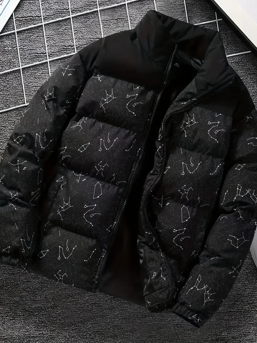 Doudoune matelassée col montant à motif constellation imprimé bicolore pour homme - Imagen 3