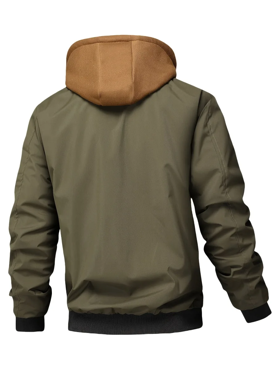 Veste homme style bombardier avec capuche et doublure matelassée amovible, beige - Imagen 8